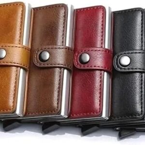 618k0TAktnL._AC_SX569_ Fashion Business Carbon Fiber Credit Card Holder Wallet Men Rfid Metal Thin Pop Up Minimalist Wallet Small Purse Metal Wallet Color may be vary (Brown)-B0DKBYGMXH