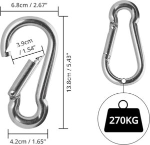 2Pcs - Uniqe Snap Spring M12 Hook Carabiner Clips - 13.8cm/5.43 inches - Multipurpose Durable Outdoor/Indoor Carabiners for Keychains, Camping, Fishing & Hiking Accessories-B0CNNG6629