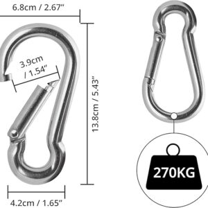 2Pcs - Uniqe Snap Spring M12 Hook Carabiner Clips - 13.8cm/5.43 inches - Multipurpose Durable Outdoor/Indoor Carabiners for Keychains, Camping, Fishing & Hiking Accessories-B0CNNG6629