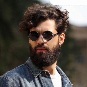 Steampunk Style Round Vintage Polarized Sunglasses Retro Eyewear UV400 Protection Metal Frame As Shown-B0CHWL4YS5