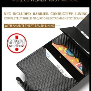 Fashion Business Carbon Fiber Credit Card Holder Wallet Men Rfid Metal Thin Pop Up Minimalist Wallet Small Purse Metal Wallet Color may be vary (Blue)-B0DKBZZ564