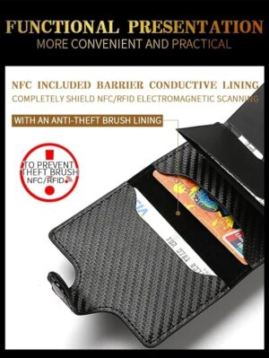 Fashion Business Carbon Fiber Credit Card Holder Wallet Men Rfid Metal Thin Pop Up Minimalist Wallet Small Purse Metal Wallet Color may be vary (Blue)-B0DKBZZ564