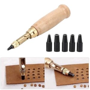 [1 Pcs] 6 in 1 Screw Hole Punch, Automatic Hole Punch Drill Tool Leather Belt Hole Eyelets for Sewing Leather Paper Craft Punches-B0CH6CSFTF
