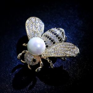 Silver Design Insect Series Brooch Women Delicate Little Bee Brooches Crystal Rhinestone Pin Brooch Jewelry Gifts For Girl-B0BZWQR32Z