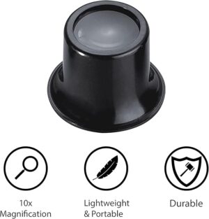 [1 Piece] 10X Jewelers Loupe Magnifier, Jewelry Eye Loop Magnifying Glass Monocle for Watch Repair, Diamonds, Coins, Plants, Gems, Stamps, Watches, etc, Black-B0BX652RDM