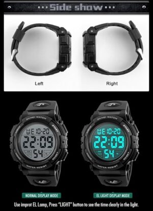 SKMEI Men Sports Watches Digital LED Electronic Multifunction Outdoor Sport Waterproof Swim Mens Student Casual Watch-B0C7KJFJY4