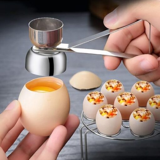 MySouq-Store [1Pcs ] Metal Egg Scissors Eggshell Opener Eggshell Cutter Double Head Egg Topper Shell Opener Boiled Raw Egg Creative Kitchen Tool (Large 1 set)-B0CFGZFLW3