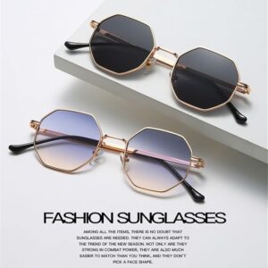 [Black-Clear]Retro Square Sunglasses for Men/Women Fashion Small Frame Polygon Sun Glasses Vintage Metal Outdoor Driving Eyewear-B0CDNJFNY1
