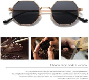 [Black-Clear]Retro Square Sunglasses for Men/Women Fashion Small Frame Polygon Sun Glasses Vintage Metal Outdoor Driving Eyewear-B0CDNJFNY1