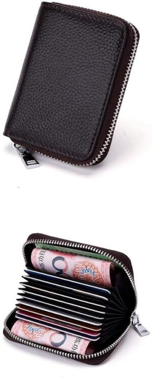 Leather credit card wallet and holder for men / women - Dark Brown--B098TYBFJS