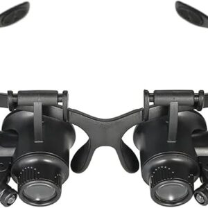 1 Set -LED-8Lens-Set- Loupe Magnifier Glasses With 2 LED Light Lens Magnifying Head-Mounted for Reading Jewelers Making Watch Repair 10X 15X 20X 25X-B0CKTWVT6Y