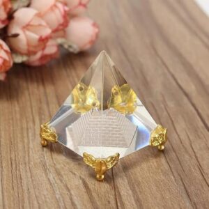 Energy Healing Small Feng Shui Egypt Egyptian Crystal Clear Pyramid Reiki Healing Prism Amulet Ornaments Desk Decor Gift Base 4CM (With Squar Base)-B0D9ZFYL3F
