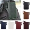 [ Gray ] Men Cellphone Belt Loop Holster Case Waist Bag Leather Phone Wallet Vintage Belt Bag Mobile Phone Protective Sheath-B0CLKGG7QK
