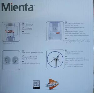 Mienta BL-721 Blender & mixer with Grater And Grinder +Free Gifts Set of 3 Plastic Containers - 500 Watt - Made In Egypt-B0D6TC1FL8