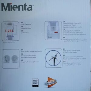 Mienta BL-721 Blender & mixer with Grater And Grinder +Free Gifts Set of 3 Plastic Containers - 500 Watt - Made In Egypt-B0D6TC1FL8