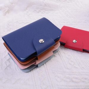24 Bits Card Case Leather Function Business Card Holder Men Women Credit Passport Card Bag ID Passport Card Wallet (Deep Blue)-B0DH8N4BVP