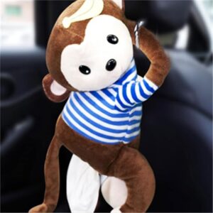 Cartoon Multifunctional Tissue Bag Chair Back Hanging Car Monkey Tissue 1Pcs-B0DPDWM63R
