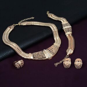(1 Pc) Wedding Party Gift Net Thick Choker Necklace Bracelet Ring Earrings Set stainless steel jewelry set Women's Jewelry Sets-B0C9Q7ZCVL