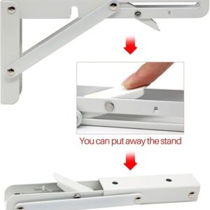 61mcwb6yBjL._AC_SX569_ Sturdy Folding Shelf Brackets Small Arm 19*8Cm White Heavy Duty Triangle Wall Mount Collapsible Shelf Bracket with Install Screws for Small Bench Table Space Saving 2 Pcs,-B0D4B174BM