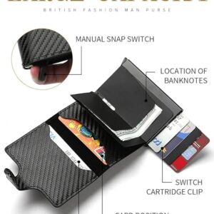 Fashion Business Carbon Fiber Credit Card Holder Wallet Men Rfid Metal Thin Pop Up Minimalist Wallet Small Purse Metal Wallet Color may be vary (Blue)-B0DKBZZ564