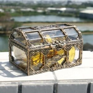 Plastic Transparent Pirate Treasure Box Aquarium Ornament, 9.5 cm x 8 cm x 10.5 cm-B0DJCZDXZ4