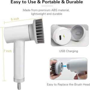 Electric Cleaning Brush with 3 Brush Heads, Electric Spin Scrubber, Bathroom Rechargeable Scrub Brush-B0DG41L8YR