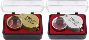 Magnifying Glass 30*21mm Lens Diameter Metal Luminous Jewellery Magnifying Glass Foldable Jeweller Watch Magnifying Glass for Jewellery Diamonds Coin Collection Stamp Collecting 2 Pieces-B0CKSR9KVY