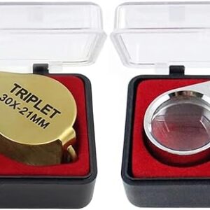 Magnifying Glass 30*21mm Lens Diameter Metal Luminous Jewellery Magnifying Glass Foldable Jeweller Watch Magnifying Glass for Jewellery Diamonds Coin Collection Stamp Collecting 2 Pieces-B0CKSR9KVY