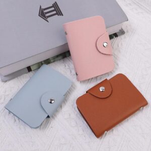 24 Bits Card Case Leather Function Business Card Holder Men Women Credit Passport Card Bag ID Passport Card Wallet (Deep Blue)-B0DH8N4BVP