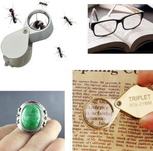 Magnifying Glass 30*21mm Lens Diameter Metal Luminous Jewellery Magnifying Glass Foldable Jeweller Watch Magnifying Glass for Jewellery Diamonds Coin Collection Stamp Collecting 2 Pieces-B0CKSR9KVY