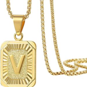 716RlVsdEhL._AC_SX679_ Fashion Letter Gold Color Pendant Necklace for Men Women Cuban Chain Couple Charm Initial Necklace Choker Jewelry Collar- B0CLJ3NTZP