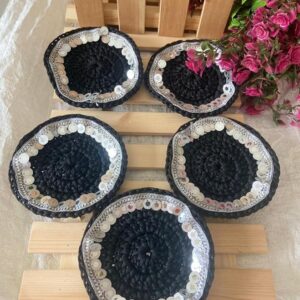 5 Pcs Handmade Crochet Coaster plates for cubs and mug-B0D7X9G7YZ