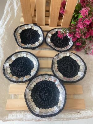 5 Pcs Handmade Crochet Coaster plates for cubs and mug-B0D7X9G7YZ