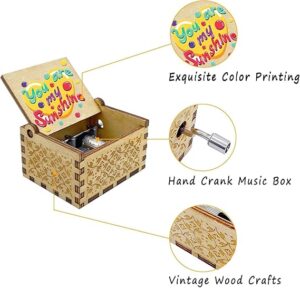 Music Box New Addition You Are My Sunshine - Music Box Hand-Cranked Music Box Five Hand Edition (Colored Wooden)-B0DFDQ448V