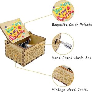 Music Box New Addition You Are My Sunshine - Music Box Hand-Cranked Music Box Five Hand Edition (Colored Wooden)-B0DFDQ448V