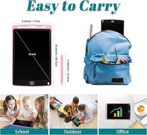 Coolzon 10 Inch Colorful LCD Writing Tablet for Children and Adults Suitable Portable LCD Writing Tablet Magic Drawing Great Gifts for 3 4 5 6 7 Years Boys Girls (Pink)-B0B4G16L2Y