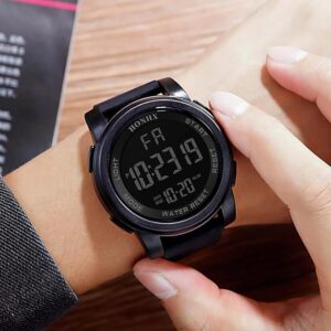 [ 1pcs ] 50m Waterproof Mens Led Watch Multifunction Sport Women Outdoor Electronic Watch Minimalist Fashion Ultra Thin Watches Fashion(Black BG)-B0D4KM88L2
