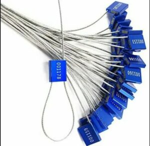 مجموعة قفل سيل حديد مرقمة مقاومة للعبث للاستعمال مرة واحدة -العدد100  قطعة، آمن للحاويات والخزان والشاحنة، أزرق