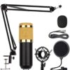 ميكروفون مكثف BM800  للبث المباشر  وتسجيل (اسود فى دهبى)