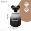 1Pcs Water Bottle For Kids Naughty Bear 650 Ml Animal Design Water Bottle With Straw Bpa Free (Browne X Black)-B0DTTSFGLN