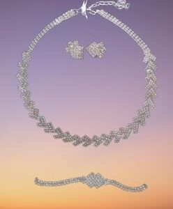 [One Set] 3 PCS Wedding Bridal Jewelry Sets for Women Necklace Bracelet Australia Crystal and Earring Set Elastic (22LL)-B0CJP4C7MS
