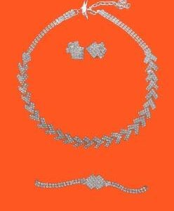 [One Set] 3 PCS Wedding Bridal Jewelry Sets for Women Necklace Bracelet Australia Crystal and Earring Set Elastic (22LL)-B0CJP4C7MS