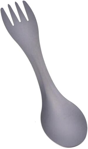 1Pcs Outdoor Mini Portable Spoon Fork Useful Titanium Camping Backpacking Cutlery Spork Fork Spoon Lightweight-B0DSCH6N7Y