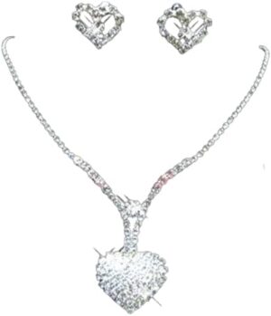 Rhinestone Crystal Silver Color Choker Necklace & Earrings for Women Rhinestone Statement Bridal Wedding Jewelry Sets Wholesale-B0CZXWHGP2