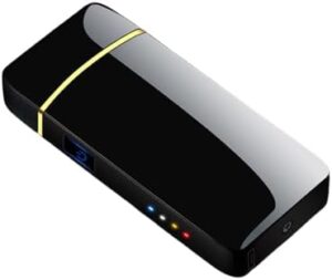1Pcs Windproof Metal Flameless Electric Lighter Dual Arc Plasma USB Lighter LED Power Display Touch Induction Lighter (Random)-B0CD2Y7BL3