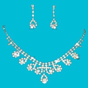 31PMBFSRdrL._AC_ (1 Set) Rhinestone Crystal Silver Color Choker Necklace & Earrings for Women Rhinestone Statement Bridal Wedding Jewelry Sets Wholesale (700)-B0CDSCH1YN