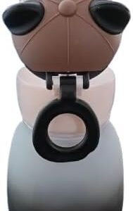 1Pcs Water Bottle For Kids Naughty Bear 650 Ml Animal Design Water Bottle With Straw Bpa Free (Browne X Black)-B0DTTSFGLN