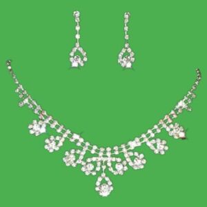 31cE8ahFbyL._AC_ (1 Set) Rhinestone Crystal Silver Color Choker Necklace & Earrings for Women Rhinestone Statement Bridal Wedding Jewelry Sets Wholesale (700)-B0CDSCH1YN