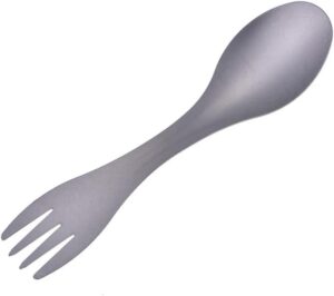 1Pcs Outdoor Mini Portable Spoon Fork Useful Titanium Camping Backpacking Cutlery Spork Fork Spoon Lightweight-B0DSCH6N7Y
