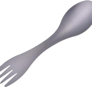 1Pcs Outdoor Mini Portable Spoon Fork Useful Titanium Camping Backpacking Cutlery Spork Fork Spoon Lightweight-B0DSCH6N7Y